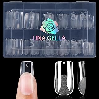 UNA GELLA Nail Tips Square, 120 Stück 12 Größen Nageltips für Gelnägel, Pre-buff Matte Square Vollabdeckung Kunstnägel,Press-On Nail Extensions für Zuhause DIY & Salon