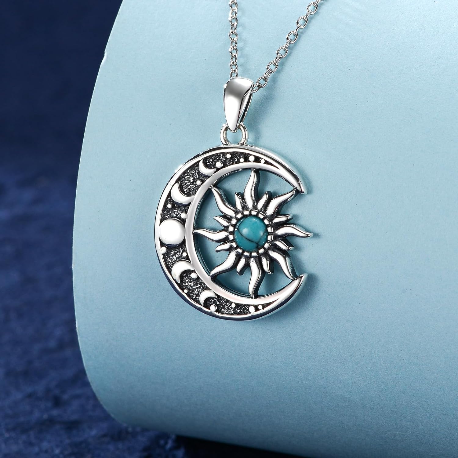 Sun and Moon Necklace 925 Sterling Silver Sun Moon Pendant Gemstone Jewelry Gifts for Women - Image 3