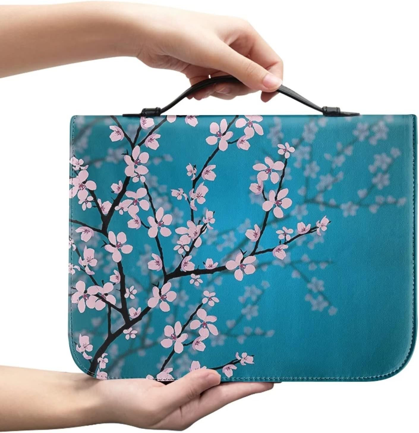 PCSJRKG Peach Blossom Waterproof Bible Cover with Handles