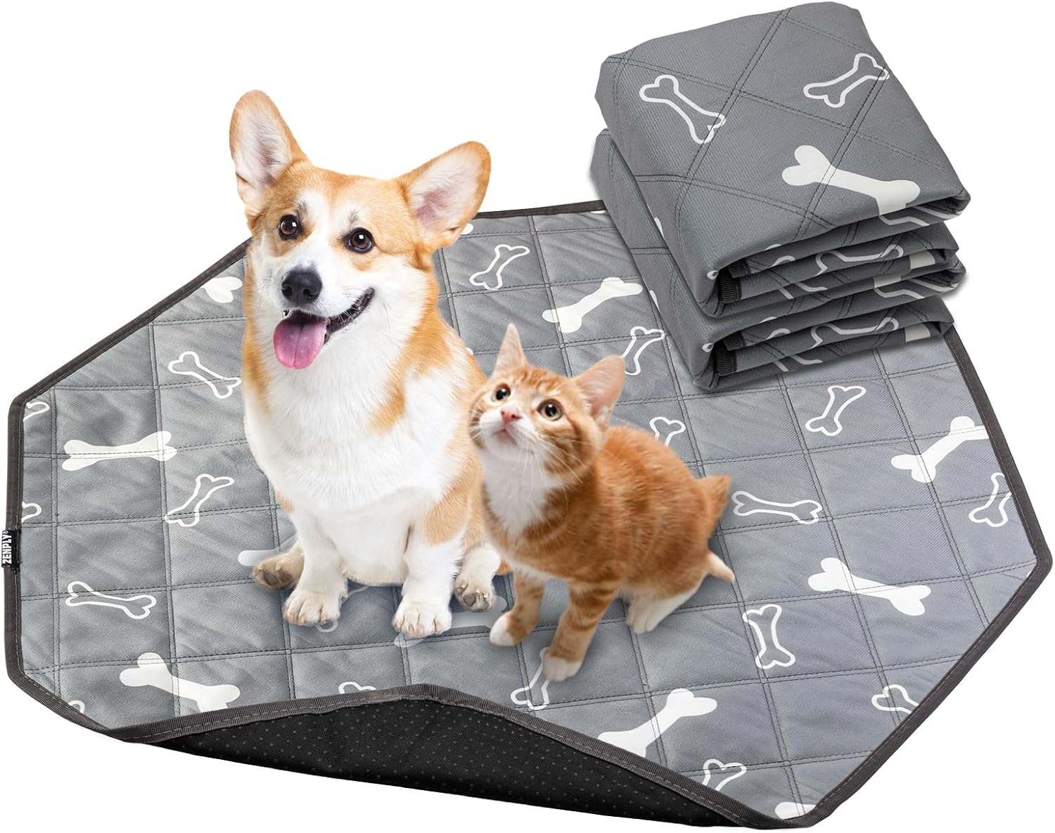Zenply Dog Pee Pads for Puppy Reusable Washable Whelping Liner and Carpet Floor Protection Waterproof Machine Wash Suitable for Octagon Dog Playpen, 26.8 Inch 2-Pack (Octagon-2PC)