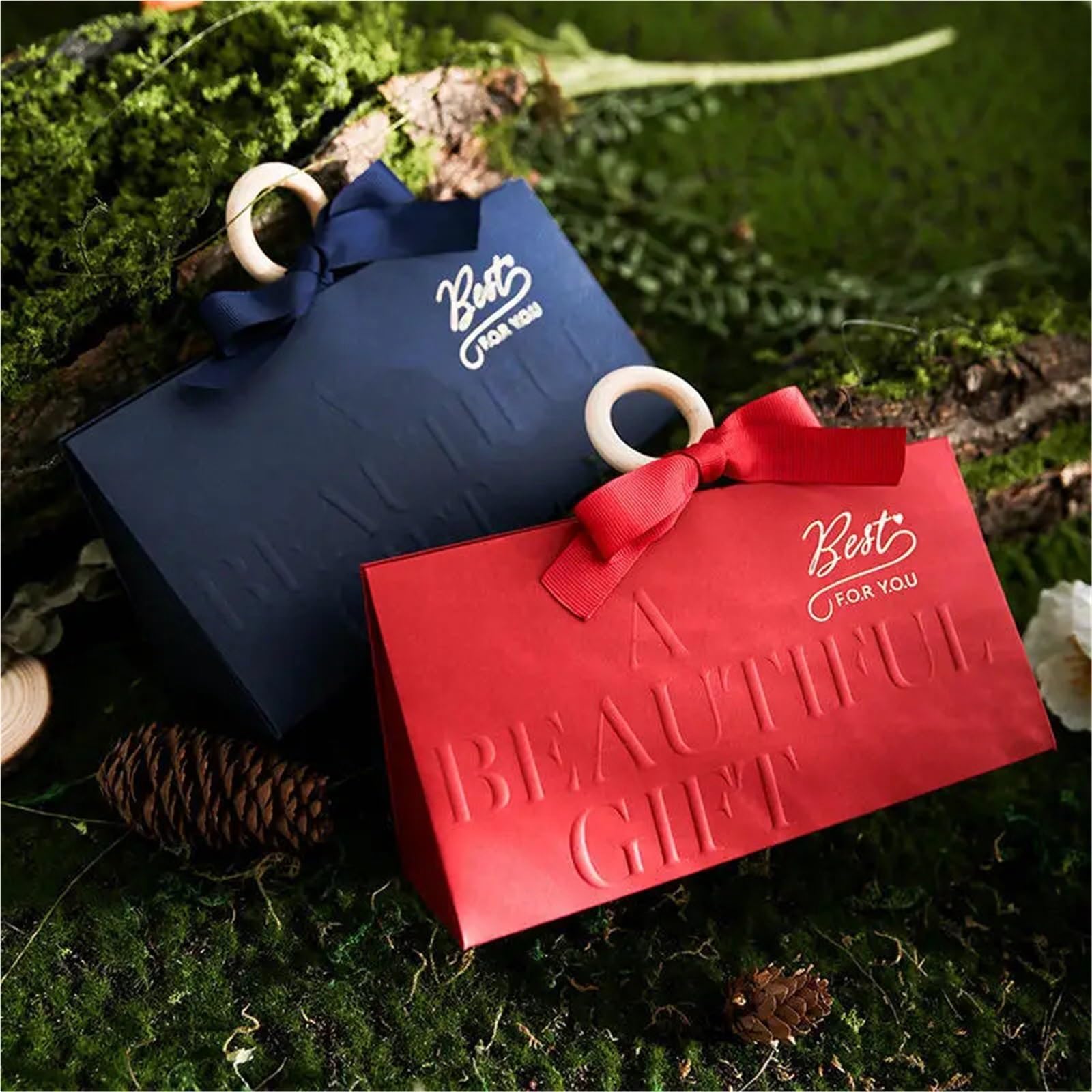 Hochzeits Süßigkeiten Box Dreieck Geschenkbox mit Hand Zeremonie Hochzeit Süßigkeiten Party einfach tragbar(Red,20pcs,21x7x10.5cm)