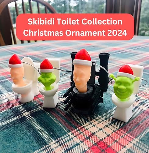 Miniatura 3 de Adornos divertidos de Navidad impresos en 3D adorno colgante de Skibidi Toilet Man, decoración de árbol de Navidad 2023, regalos únicos de Navidad y