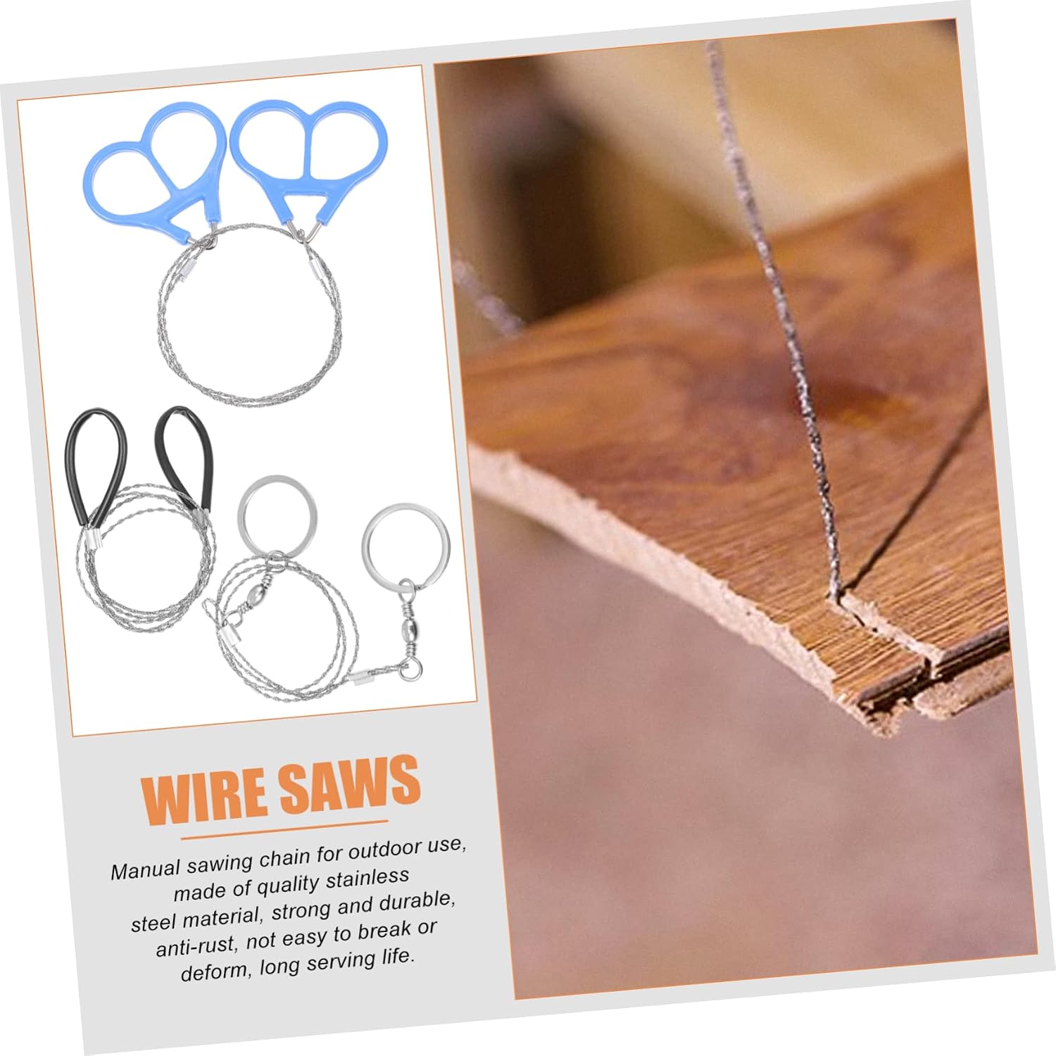 3Pcs Stainless Steel Wire Saws for Outdoor Survival Compact Emergency Tools for Camping Hiking and Fishing Lightweight Durable and Easy to Carry