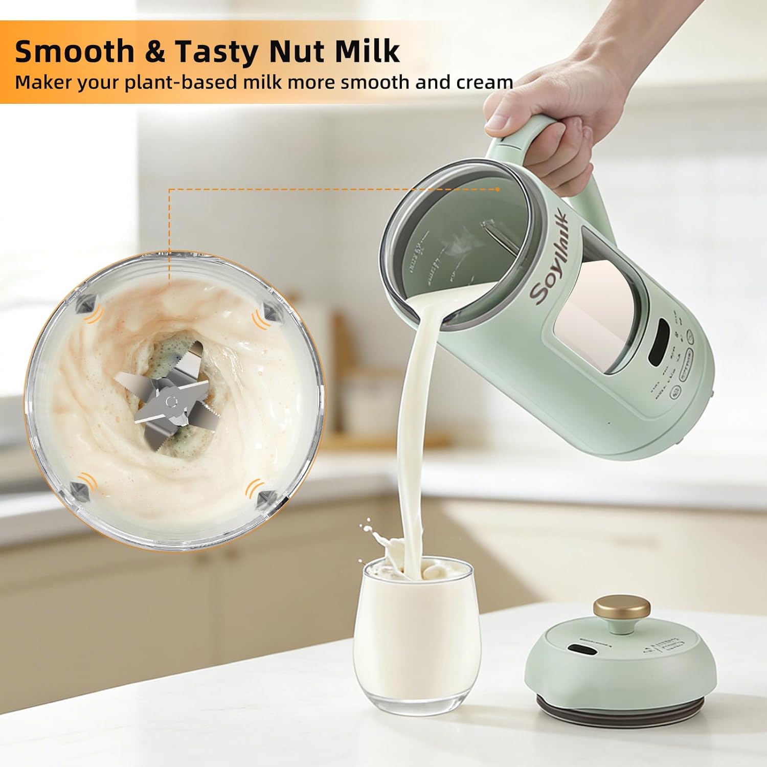 Nut Milk Maker & Multi-Function Blender - 1L Large Capacity, Self-Cleaning, for Almond Milk, Soy Milk, Smoothie, Juice, Baby Food, Soup & More, Quiet Design with Visual Window
