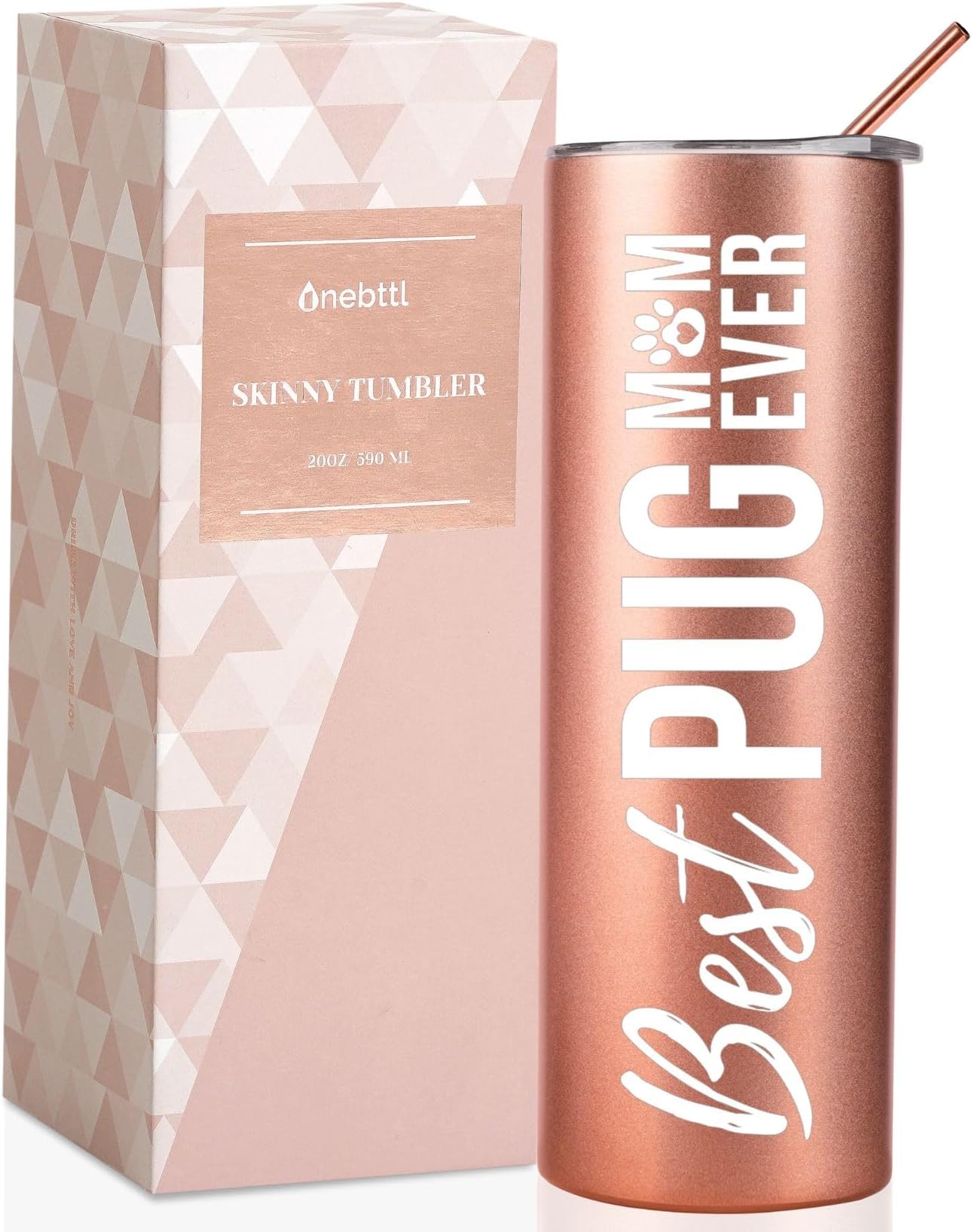 Onebttl 'The Pug Father' 20oz Stainless Steel Tumbler - Vacuum Insulated Travel Mug For Dog Dads & Pug Lovers