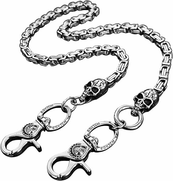 Heavy Skull Wallet Chain For Men, Stainless Steel Gothic Punk Jean Trouser Key Chain, Hip Hop Rock Waist Chain For Motorcycle Rider, Halloween Cosplay