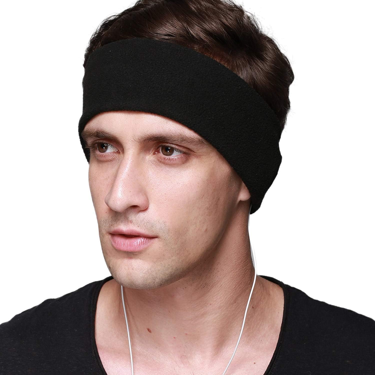CHOKMAX Sleep Headphones, with Ultra Thin Adjustable Speakers Comfortable Soft Fleece Headband Sleep Eye Mask for Sleeping, Perfect for Air Travel, Sports, Relaxation, Meditation and Insomnia - Black