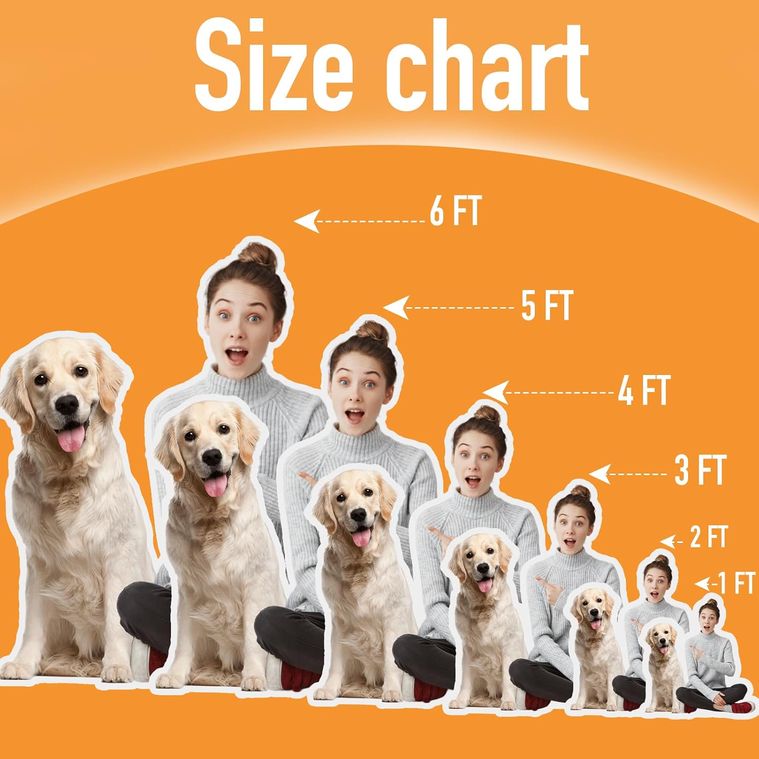 Custom Life Size Cardboard Cutout for Dog - Personalized High Resolution Double Stand Up Cutouts for Pets - Upload Photo of You & Your Pet for Birthday, Camping, Party, Home Decor Gifts, 1-8ft