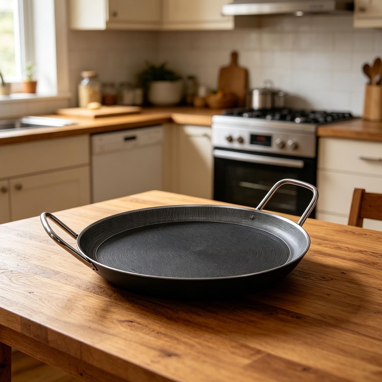 Zerodis Poêle à Frire, Poêle à Crêpes Plate en Acier Inoxydable, Double Poignées, Fond épais Antiadhésif pour la Maison, la Cuisine, la Cuisinière, le Gaz, L'induction, la Céramique et