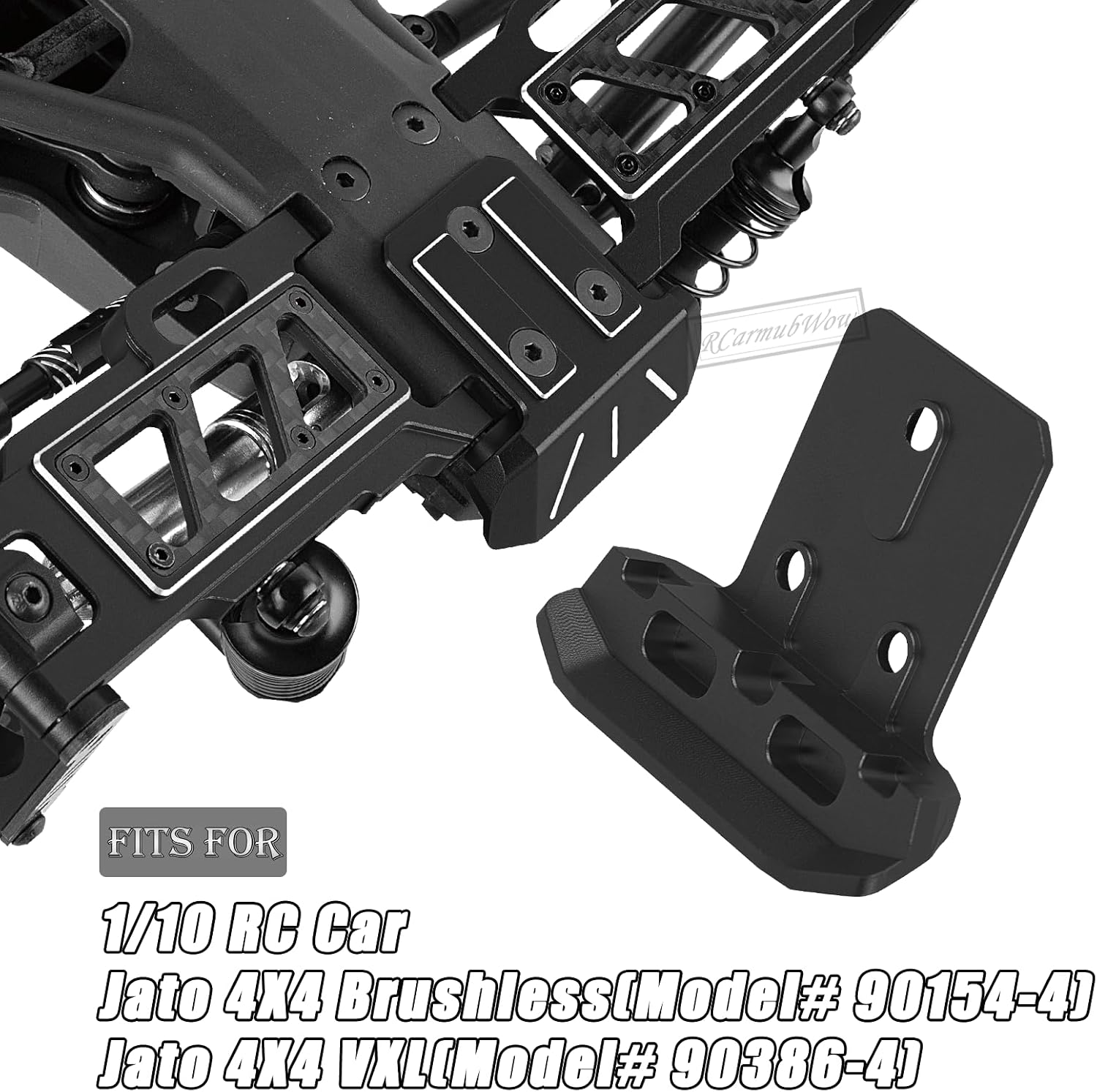 RC Skid Plates Upgrades Part for 1/10 Jato 4X4 Brushless,Jato 4X4 VXL, Alloy Aluminium Front Rear Skid Plates,Replace #9044,Black