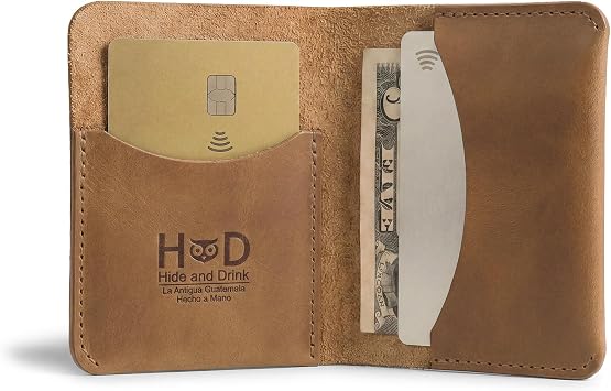 Hide & Drink, Bifold Card Holder Handmade from Full Grain Leather, Credit Card Storage, Money Organizer, Cash Case, Minimalist Wallet Single Malt Mahogany