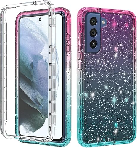 Miniatura 4 de Funda compatible con Samsung Galaxy S21 FE con purpurina de cuerpo completo con protector de pantalla integrado, resistente de doble capa a prueba