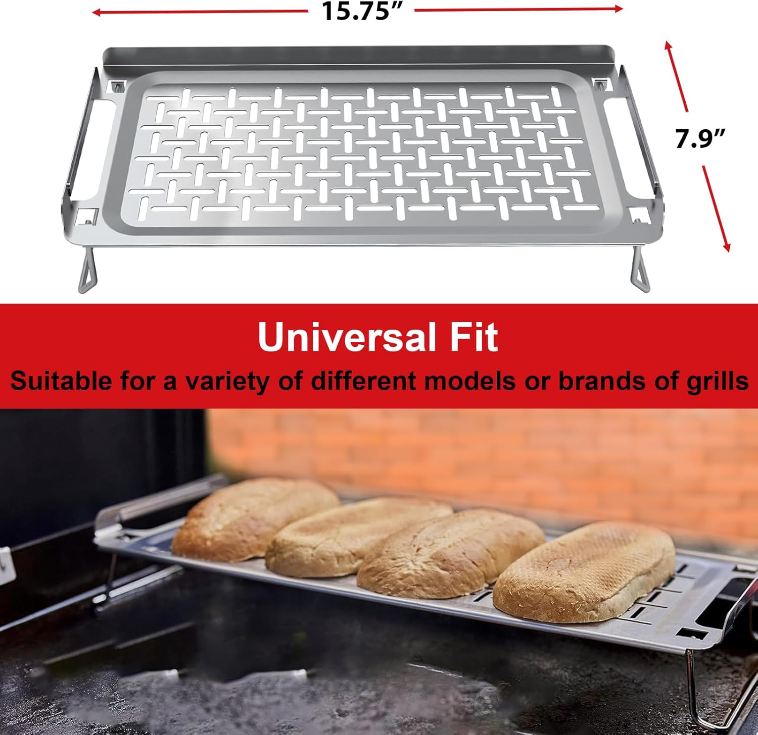 Universal Griddle Warming Rack for Blackstone, Stainless Steel Grill Rack for Weber, Grill Warming Tray for Charbroil, Griddle Racks for Nexgrill and Most Flat Top Grills, Accessories for Weber 6784