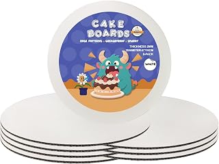 8 PCS Cake Boards 6 Inch Round, White 6 Inch Cake Boards Rounds Cake Plate, Food Grade & Greaseproof Rounds Cake Base, Rose Pattern Cake Board Cardboad Circles for Displaying Cakes, Dessert by GBF