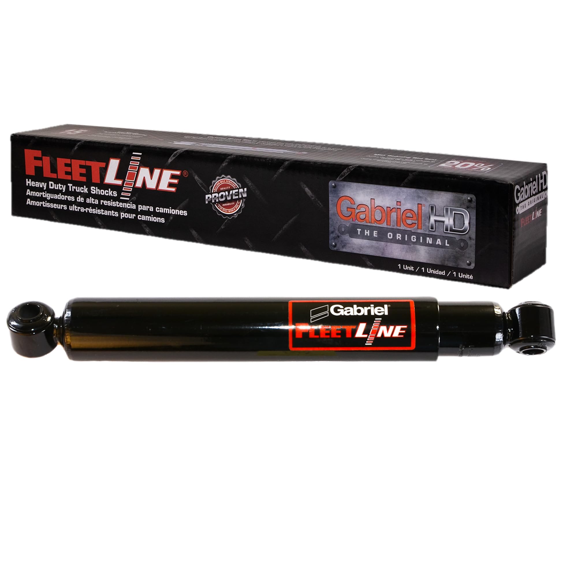 Gabriel 83137 FleetLine HD Truck Rear Shock Absorbers for Autocar; Blue Bird; Caterpillar; Isuzu; Kenworth; Volvo, SAF Holland; OEM# 47902-24, 60665-003, 60670-005, 59057-001, 671007