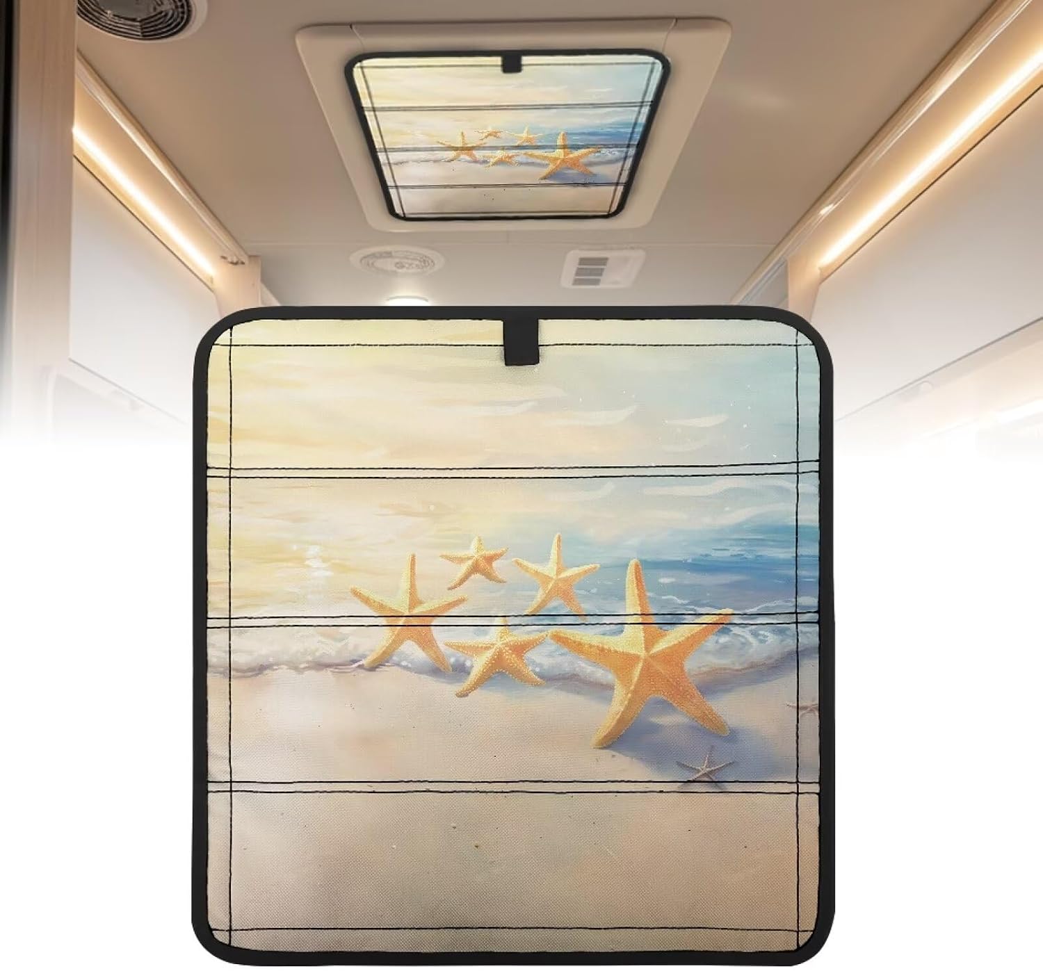 Starfish RV Skylight Vent Cover Sunproof RV Blackout Roof Vent Cover with Storage Bag Lightweight RV Blackout Ventilation Cover with Hook and Loop 16.54"x16.54"