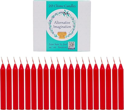 Miniatura 4 de Alternative Imagination Red Chime Candles - Paquete de 20 mini velas cónicas sin perfume de 4 pulgadas, velas rituales de larga duración sin goteo