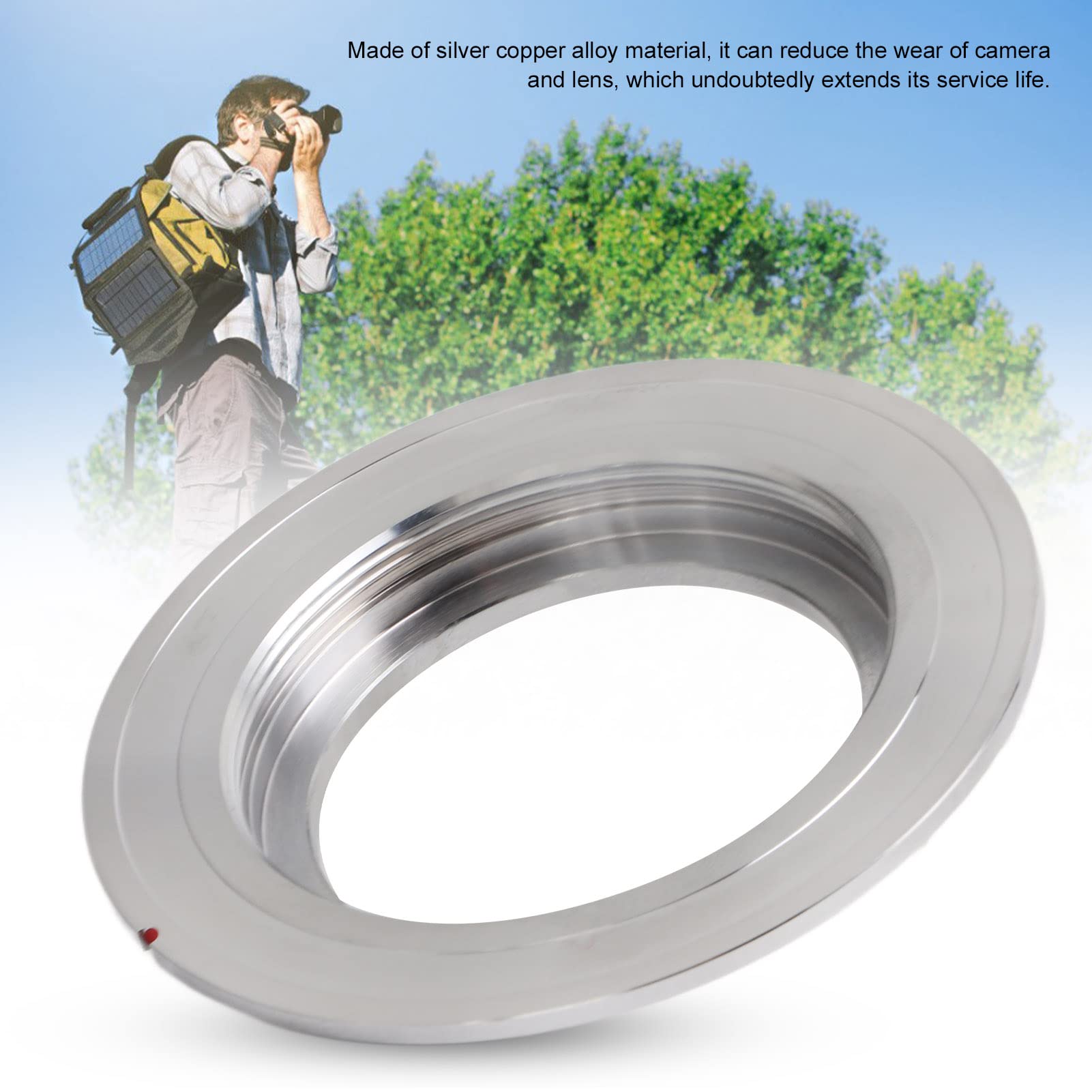 Generic Adattatore per Obiettivo M42 MD, Adattatore per Fotocamera Premium in Lega di Rame Argento, per Lavorazione di Precisione Leggero e Durevole per il Corpo del Supporto