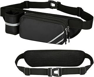 East Leaf ランニング ポーチ ウエストポーチ 揺れない 防水 スマホ ペットボトル 収納 大容量 ジョギング ウォーキング 登山 旅行 黒