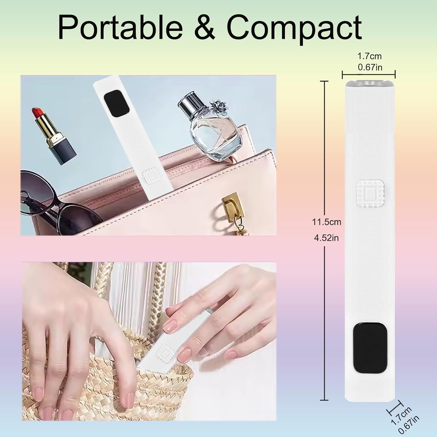 Handheld UV Nail Light for Nails Dryer Mini Nail LED Light with Stand, LCD Screen with 3 Timer - Cordless Rechargeable USB Gel X Lamp Fast Curing for Home DIY Manicure (White)