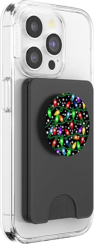 Miniatura 10 de Patrón de luces de Navidad colorido decoración PopSockets intercambiables PopGrip