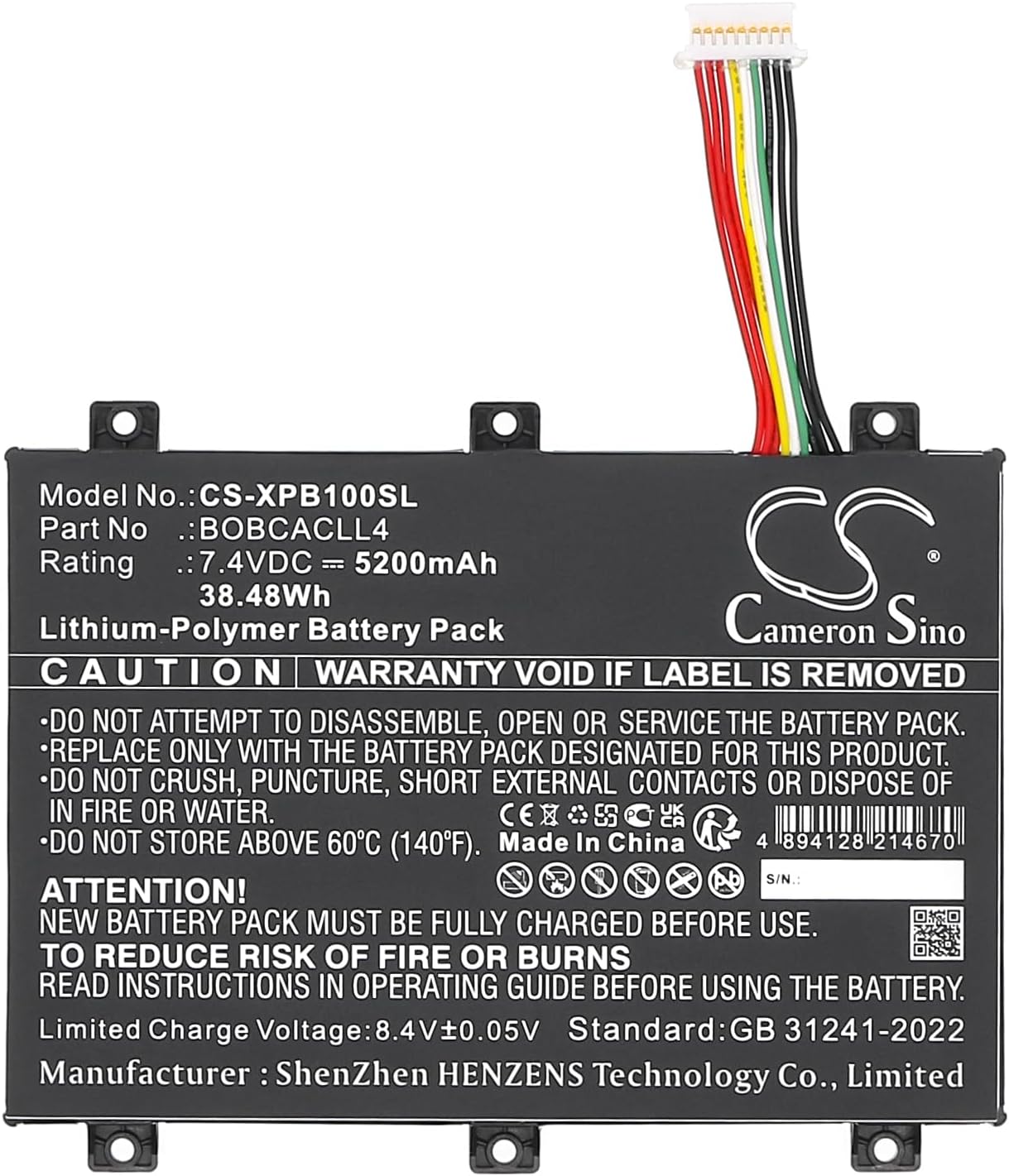 5200mAh Replacement Battery for Xplore Bobcat Rugged IX101B1 Tablet, Xplore Thinkpad P72, XSlate B10, B10 IX101B2 Rugged Tabl, XSlate IX101B1 Rugged Tablet, XSlate IX101B2 Rugged, BOBCACLL4