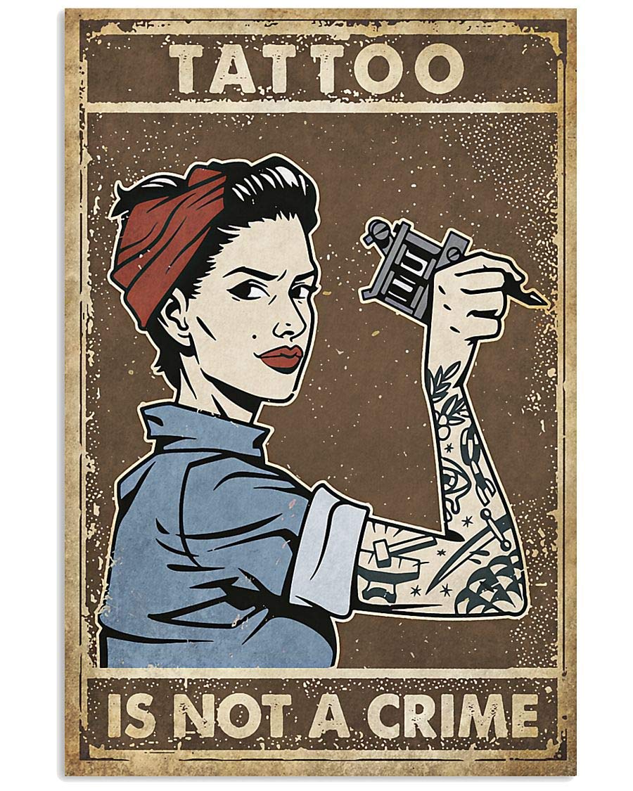 Biopracess Tattoo Is Not A Crime Vintage Wall Decor Metal Sign 8x12 inch