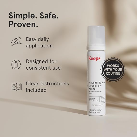 Keeps Minoxidil Foam 5% for Men, 3 Month Supply (3 x 2.11 Oz Bottles)