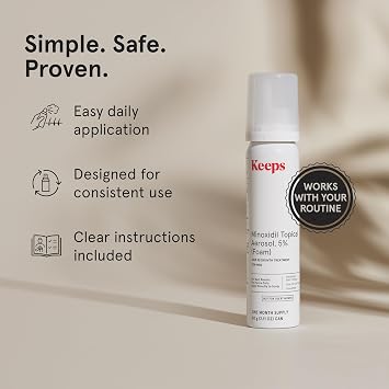 Keeps Minoxidil Foam 5% for Men, 3 Month Supply (3 x 2.11 Oz Bottles)