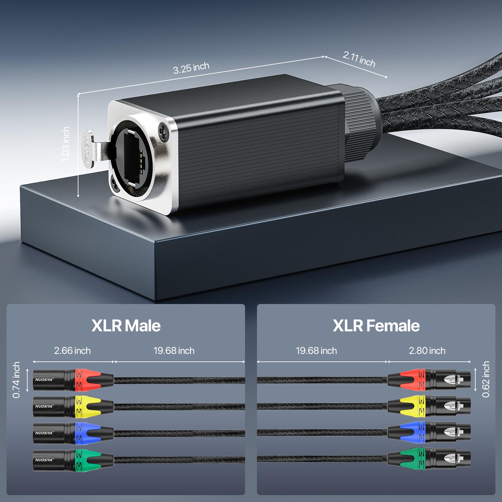 4-Kanal 3-Pin XLR auf RJ45 Adapterkabel XLR Stecker und XLR Buchse