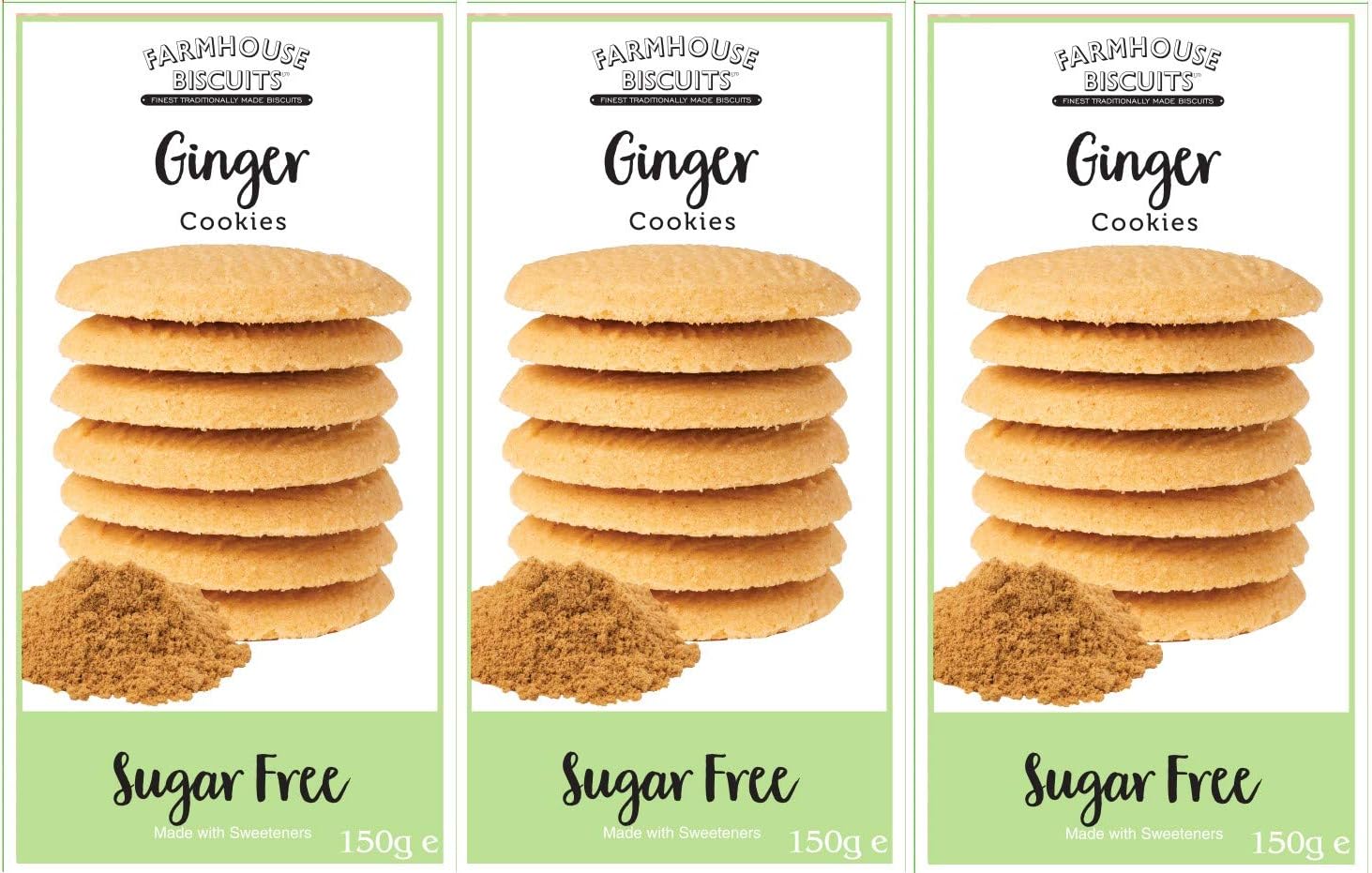 Farmhouse Biscuits - Sugar Free Ginger Cookies 150g (3 Pack)