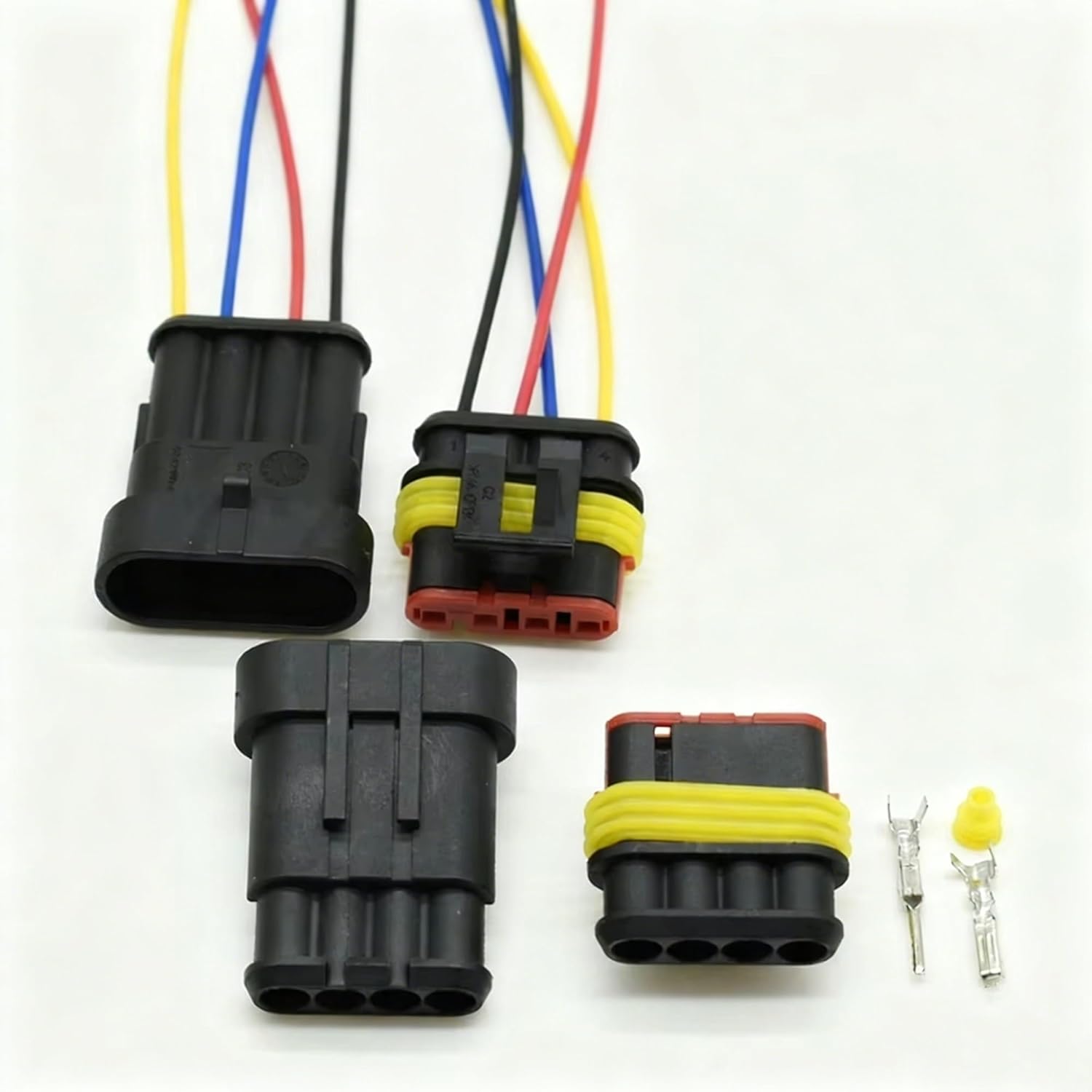 Automotive Ignition Coil Parts Compatible With 1 Set 4 Pin Way Car Ignition Coil Wire Harness Plug Connector Automotive Connector 282106-1 282088-1(Female wire)