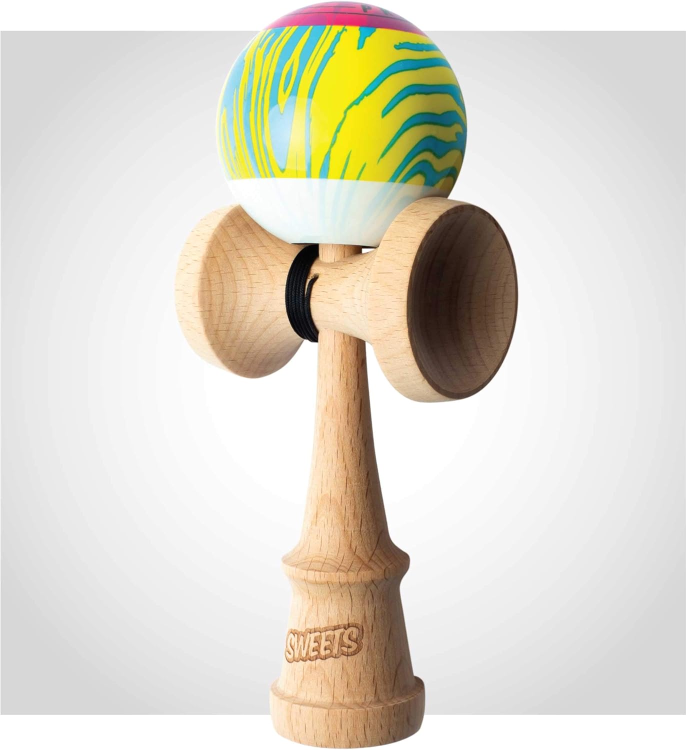 Sweets Kendamas Grain Split Kendama, Improves Hand Eye Coordination, Reflexes, Sticky, Extra String Accessory Gift Bundle (CMYK)