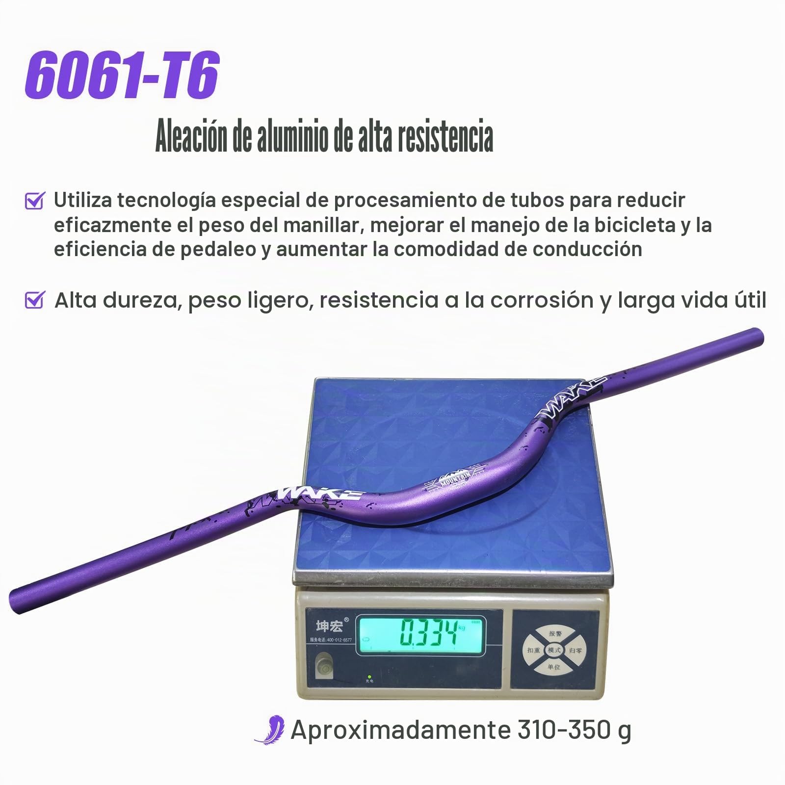 WAKE Manillares para Bicicleta 31,8mm*780mm Extra Largos Manillar Ancho Mangos de Aleación de Aluminio 55mm Riser Bar para MTB Ciclismo en Carretera (Morado)