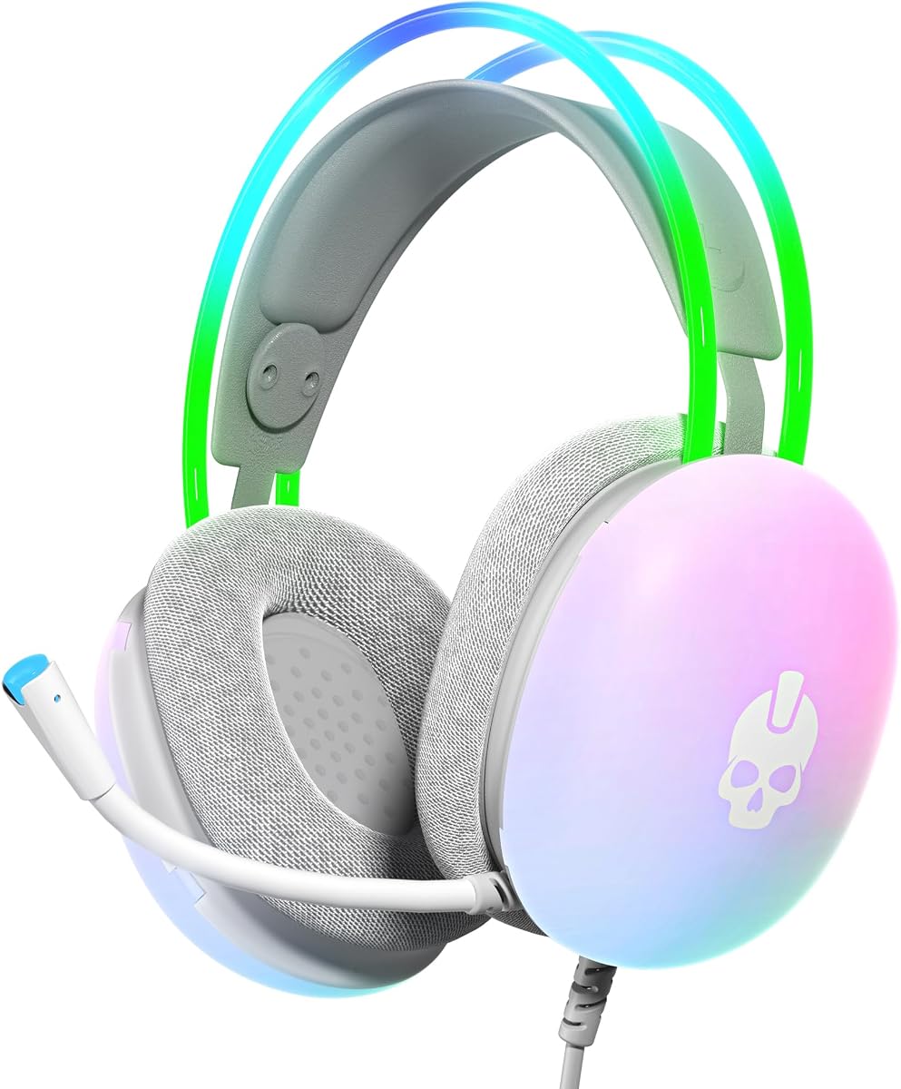 GAME PUNK Nova Light RGB Gaming Headset with Mic – Wired Over-Ear Headphones for PC, Xbox Series X/S, PS5/PS4, Nintendo Switch – USB-A & 3.5mm, Passive Noise Cancelling