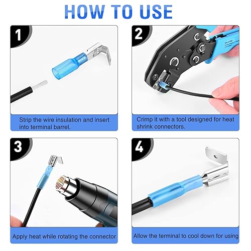 Miniatura 4 de Nilight - Kit surtido de 140 terminales de horquilla con espiga termorretráctil para conexiones en espiral, conectores de terminales de crimpado de