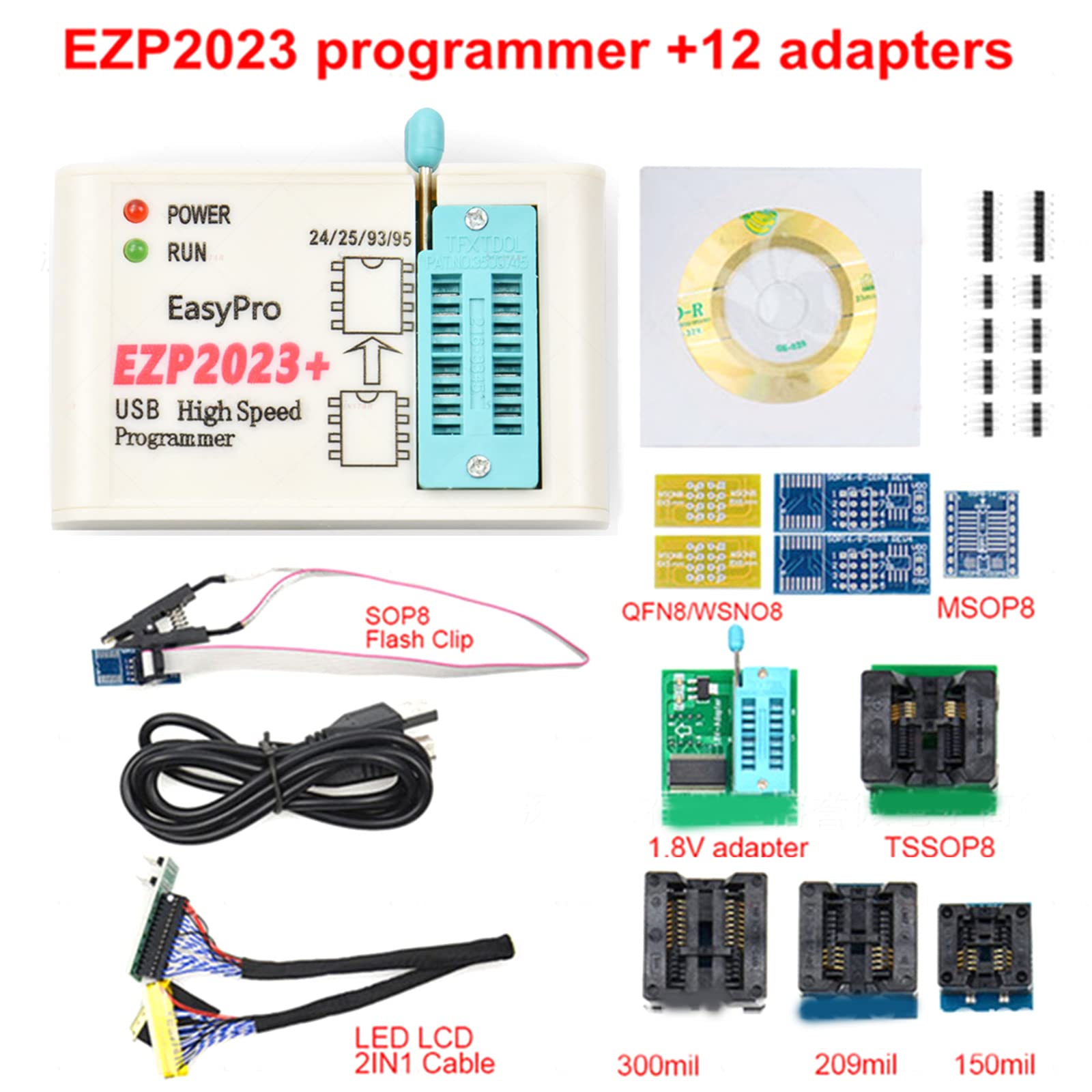BAIRU EZP2023 Programmatore ad velocità USB supporta 25 flash SPI 24 25 93 95 EEPROM per Windows 2000 / XP/Vista / Win7 / 8/10 SPI Flash Programmer