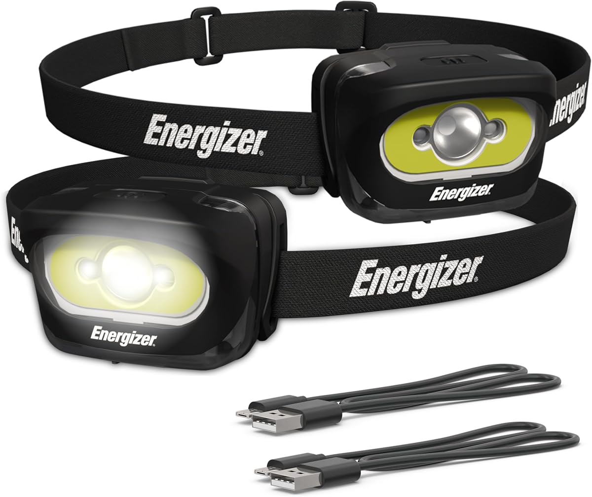 Faro LED recargable (paquete de 2), negro, faro LED con opción de luz roja, cables de carga USB incluidos, negro