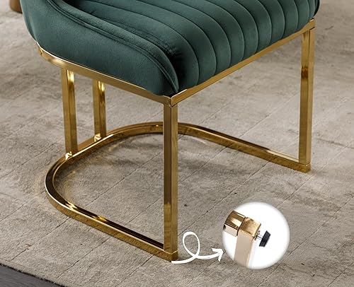 Miniatura 4 de EALSON Juego de 2 sillas de comedor tapizadas de terciopelo, modernas sillas de comedor con base de metal dorado, cómodas sillas de cocina