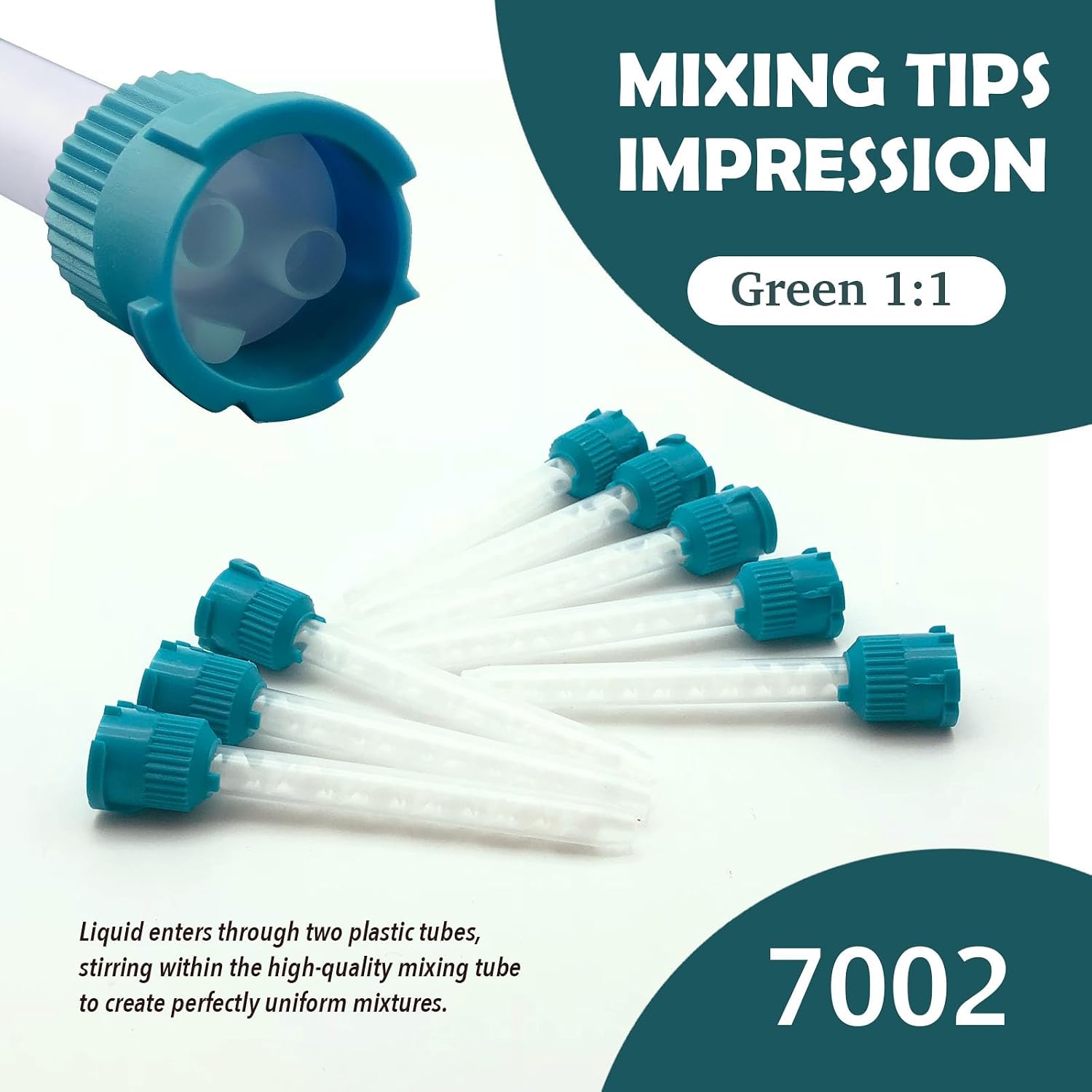 50 Pcs Dental Impression Mixing Tips Teal/Blue by Vastmed | Mixing Tips for Dental Temporary Crowns & Bridge Material Mix