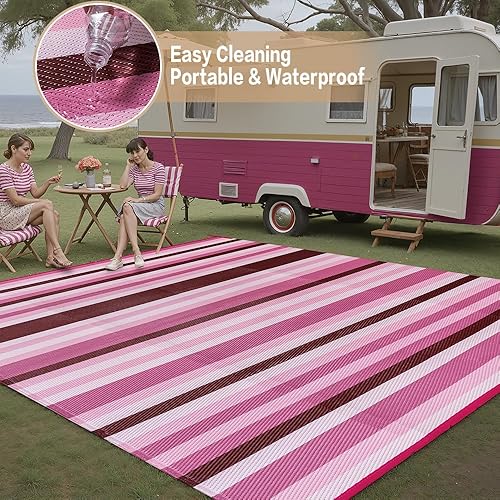 Miniatura 53 de HUGEAR Alfombra de exterior para patios, impermeable, alfombra de exterior grande, hecha de paja de plástico reversible, para campamento, caravana