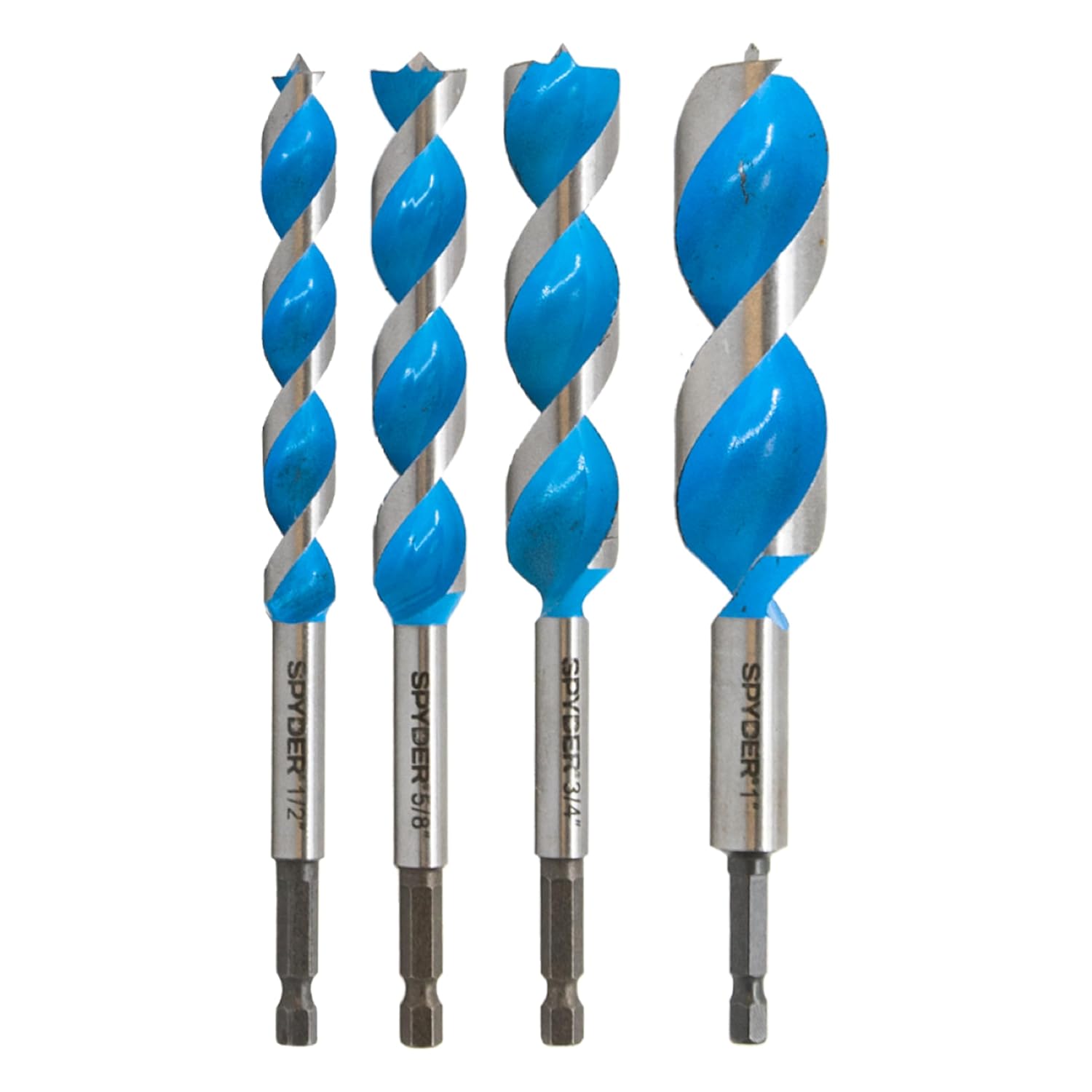 Spyder Stinger 4-Piece Wood Boring Power Bit Set, 6.5-inch Length,1/2, 5/8, 3/4, 1-inch Diameter