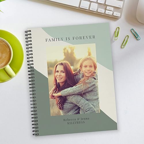Miniatura 4 de Cuaderno de color esmeralda con foto personalizada, diario de tono frío de 8.5 x 11 pulgadas, 120 páginas, varios diseños de papel, tapa blanda
