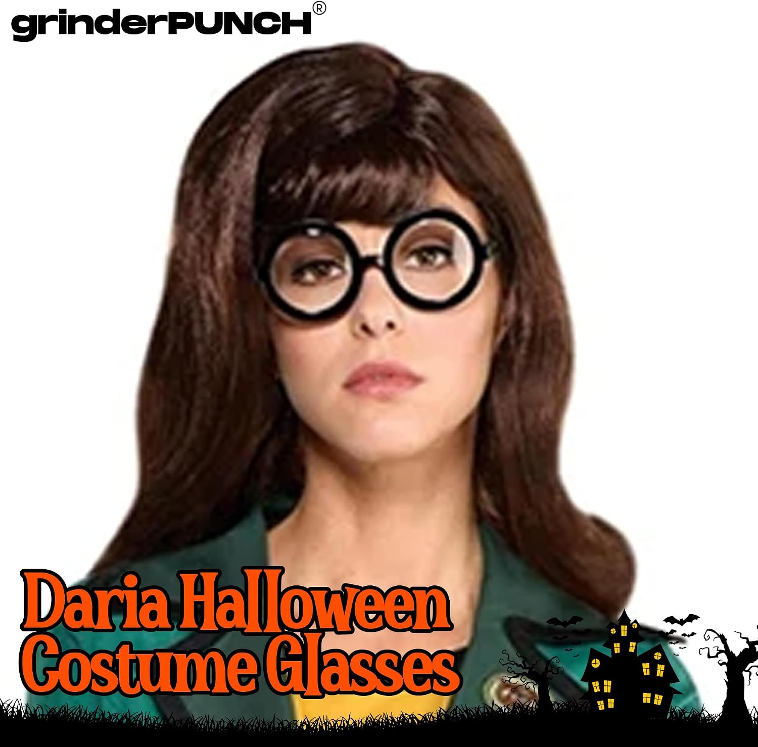 grinderPUNCH Costume Glasses | Thin Round Nerd Halloween Eyeglasses | Wizard Glasses | Adults (Black)