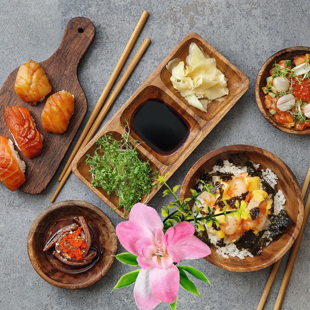HOMSFOU Japanese Sushi Plate Decoration 8pcs Fake Orchid Japanese Style Sushi Sashimi Serving Plate Ornament Fish Tank Landscape Table Decoration - Image 4