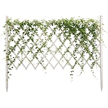 Expandable Dog Gate Outdoor Pet Barrier, Retractable Wooden Fence Safety Gate for Deck Yard Doorways, Accordion Style Portable Temporary Fencing No DigWhite,83" Hx7.9ftL