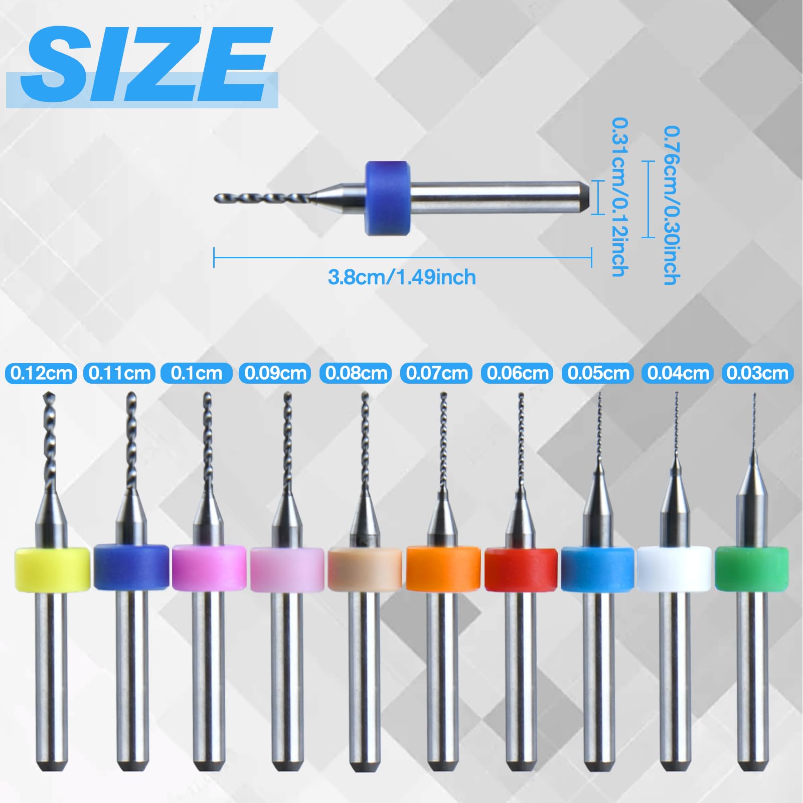 GOLD DEER 50Pcs PCB Drill Bits Set 0.3mm-1.2mm Flute Carbide Micro Drill Bit Set Circuit Board Drill Bits Small Drill Bits for Print Circuit Board Stone Jewelry CNC Engraving - Image 3