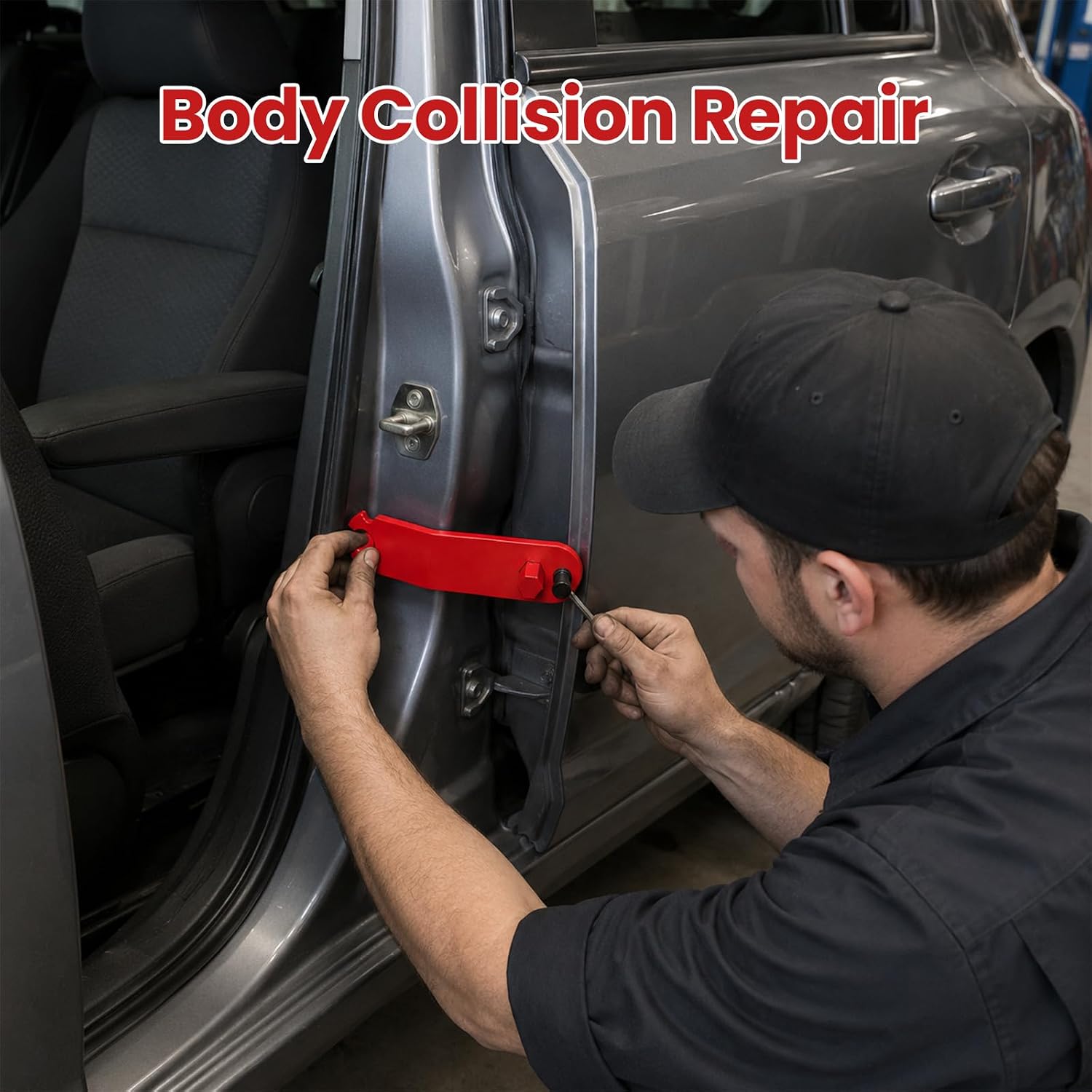 Car Door Alignment Tool, 21845 Auto Body Collision Repair Tool Door Hinge Adjuster, Heavy Duty Automotive Doors Alignment Bar for Most Cars Light Trucks, Car Accessories