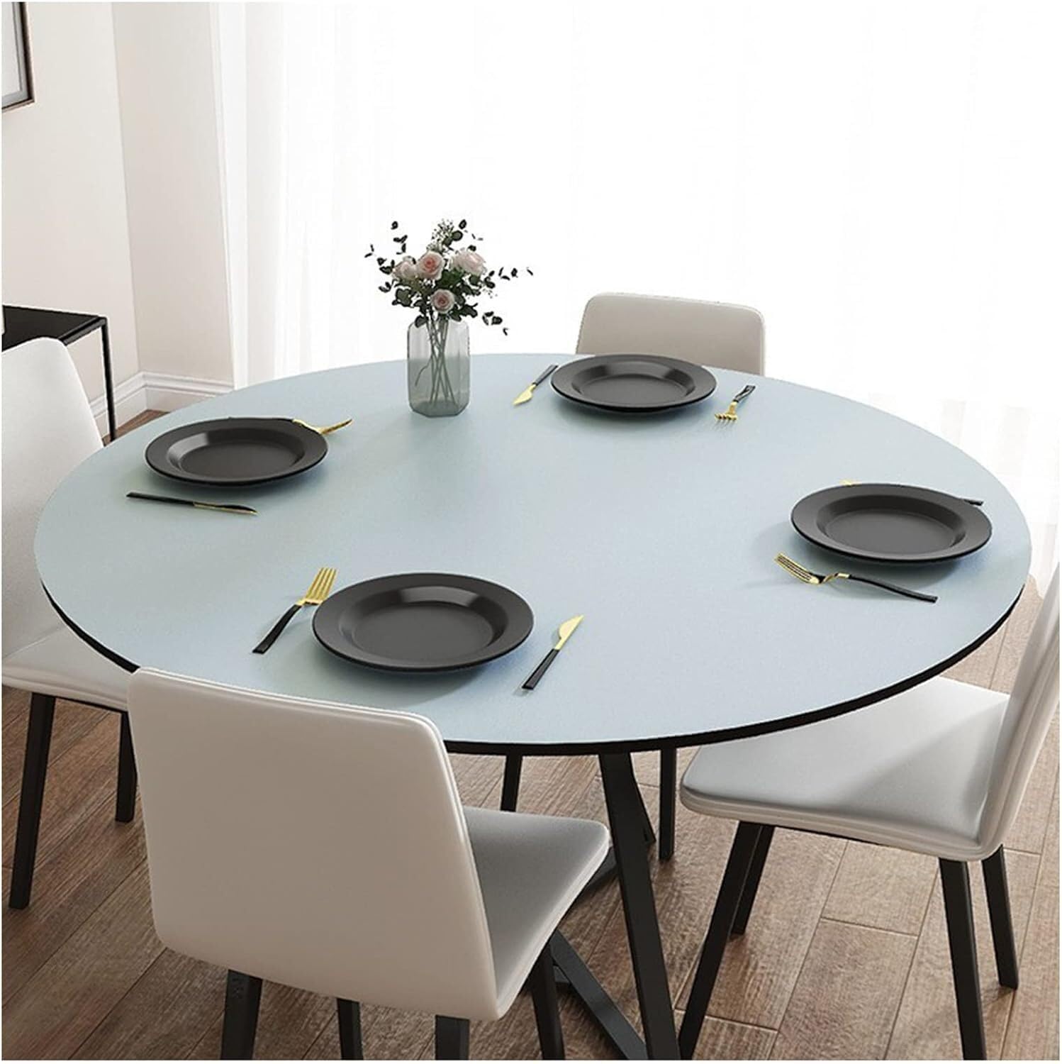 Set de table circulaire lavable en cuir synthétique imperméable et antitache 125cm