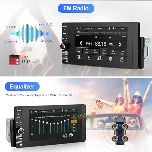 Miniatura 12 de Estéreo de coche con pantalla táctil DIN de 10 pulgadas con Carplay inalámbrico y Android Auto inalámbrico, radio de coche Android ajustable